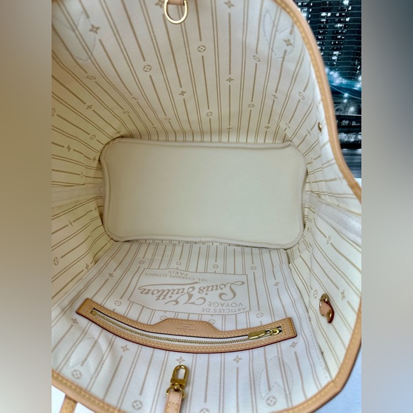 💕SOLD💕Louis Vuitton Neverfull MM Azur Beige Cursive - Picture 15 of 16